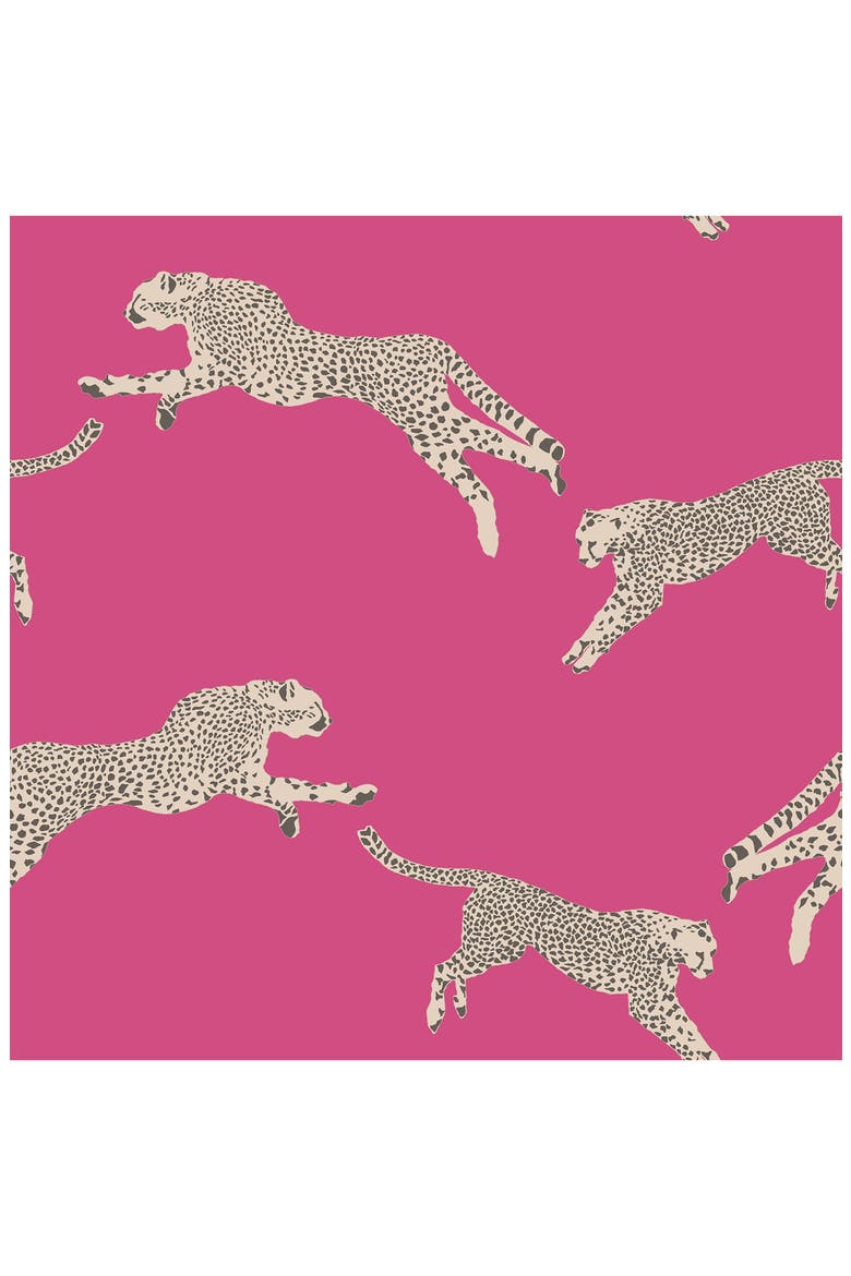 Cheetah Print Wallpaper, Main, color, PINK