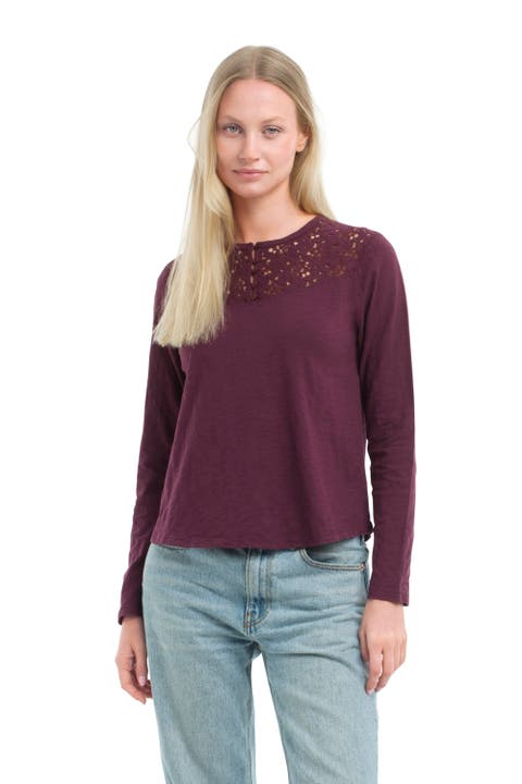 Lace Yoke Henley Tee