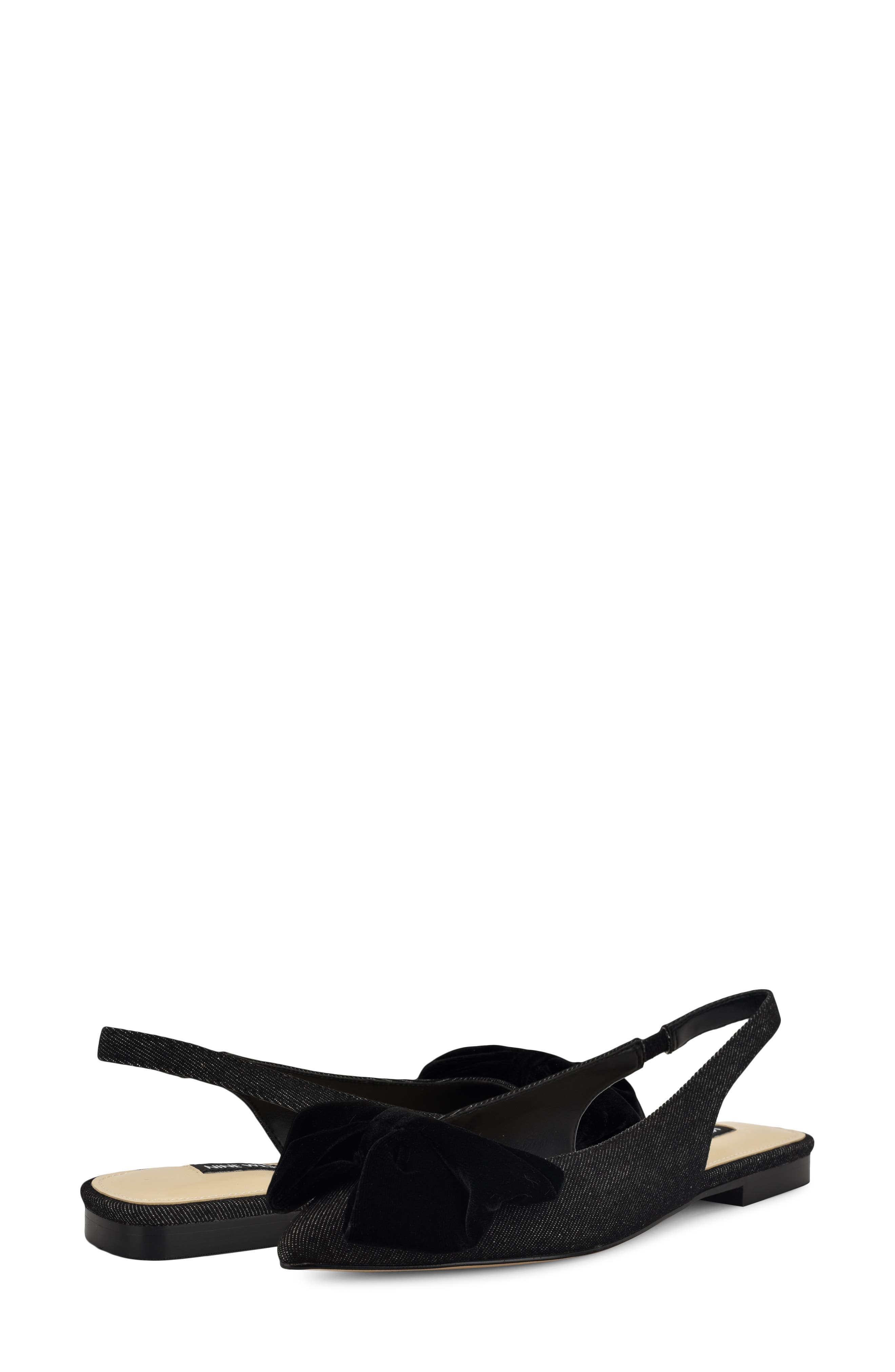 Nine West Junnie Pointed Toe Slingback Flat, Alternate, color, Black 001