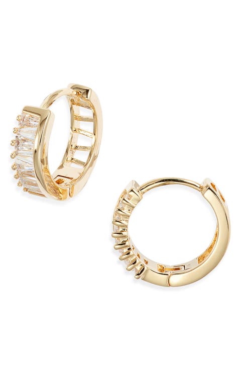 Trillion Cubic Zirconia Huggie Hoop Earrings