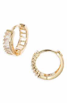 Nordstrom Trillion Cubic Zirconia Huggie Hoop Earrings