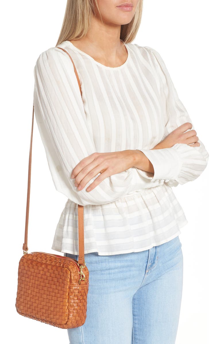 Clare V. Midi Sac Woven Leather Crossbody Bag, Alternate, color,