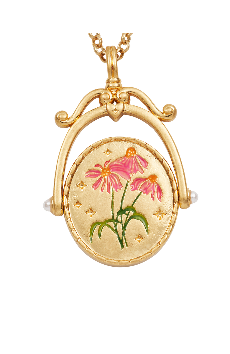 Fable England E Initial Echinacea Gold Spinner Chain Necklace, Alternate, color, Gold