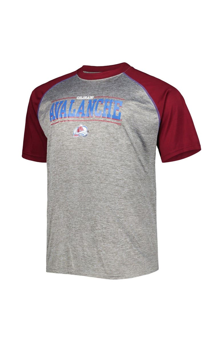 FANATICS Men's Fanatics Branded Nathan MacKinnon Heather Gray/Burgundy Colorado Avalanche Big & Tall Contrast Raglan Name & Number T-Shirt, Alternate, color, Heather Gray