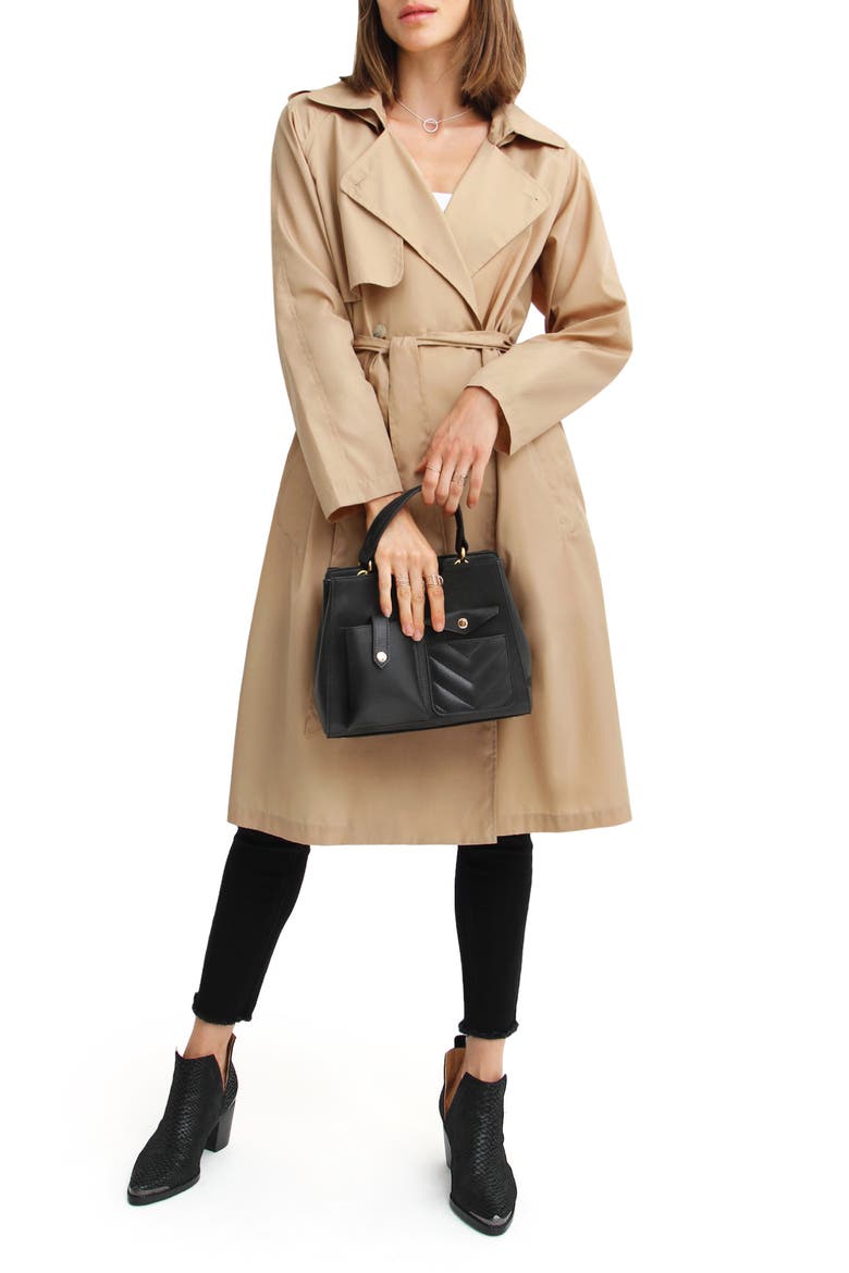 BELLE AND BLOOM Rain On Me Packable Trench Coat, Alternate, color, CAMEL