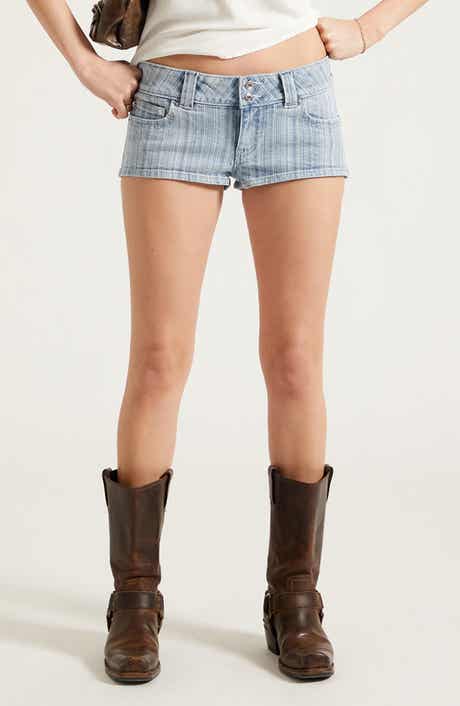 Tatum Stripe Low Rise Denim Micro Shorts