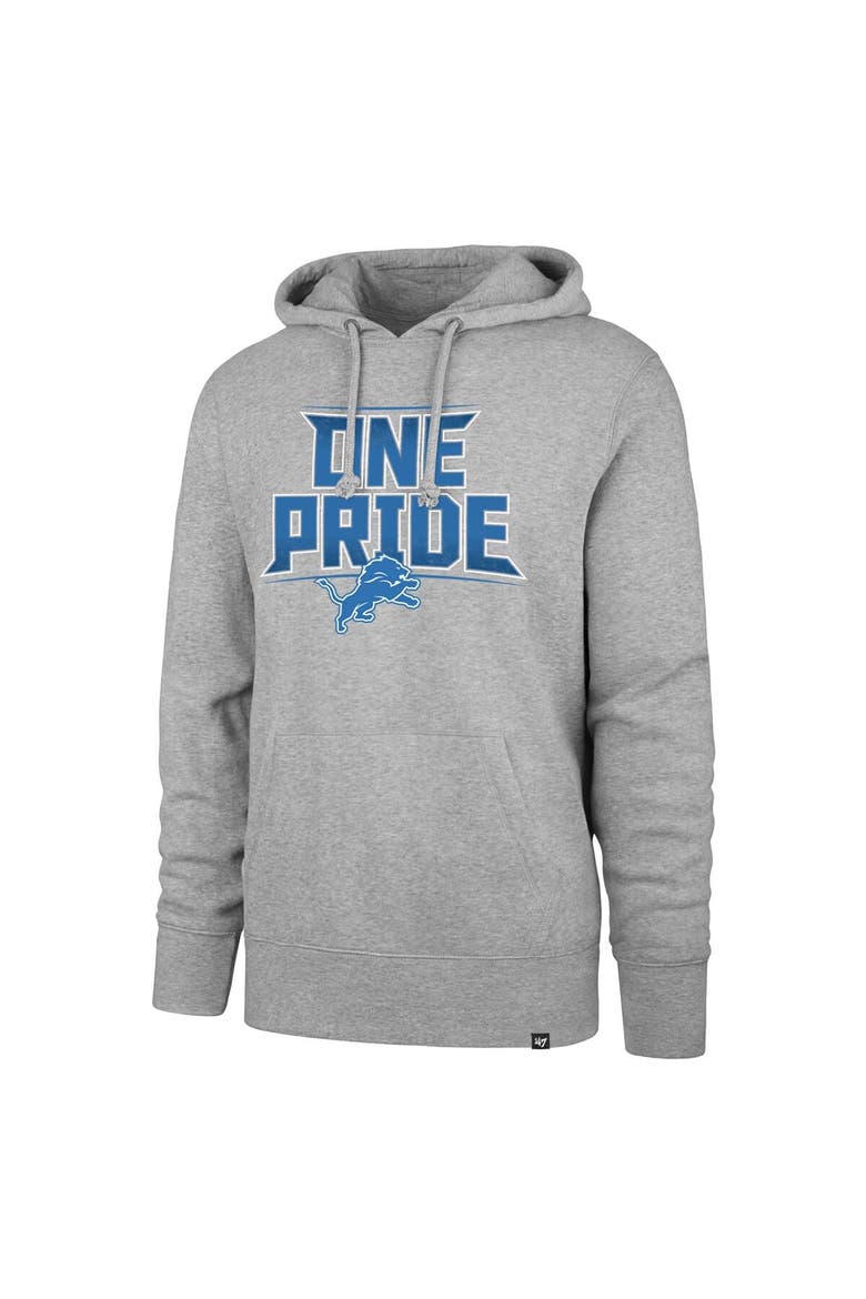 Men's '47 Gray Detroit Lions Regional Headline Pullover Hoodie, Alternate, color, Gray