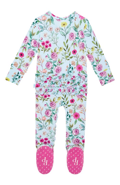 Posh Peanut Tasha Ruffle Zip Footie In Blue