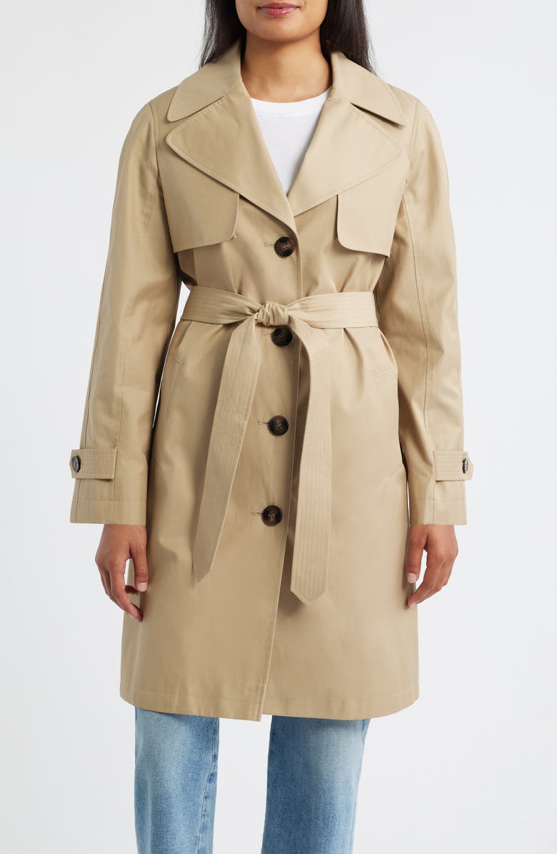 Via Spiga Water Resistant Cotton Blend Trench Coat, Main, color, Birch Tan
