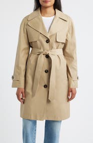 Via Spiga Water Resistant Cotton Blend Trench Coat