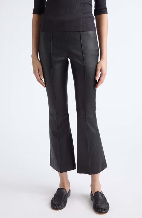 Crop Flare Leather Pants