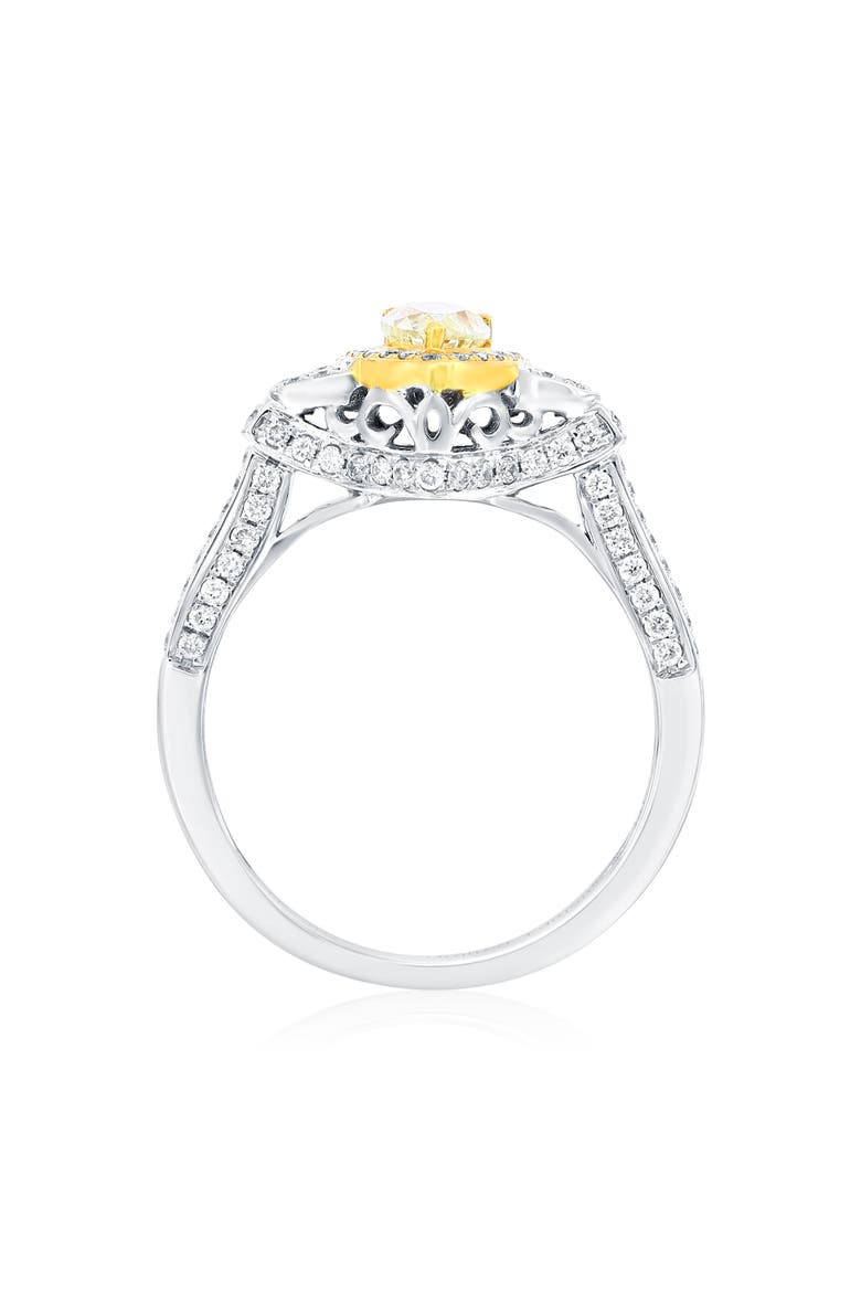 14K White & Yellow Gold 0.50ct Yellow Diamond & 0.46cttw Diamond Ring, Alternate, color, Yellow