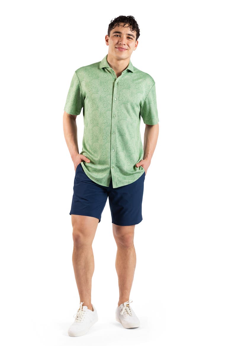 Tropical Short Sleeve Button-Up Shirt, Alternate, color, MOSS GREEN