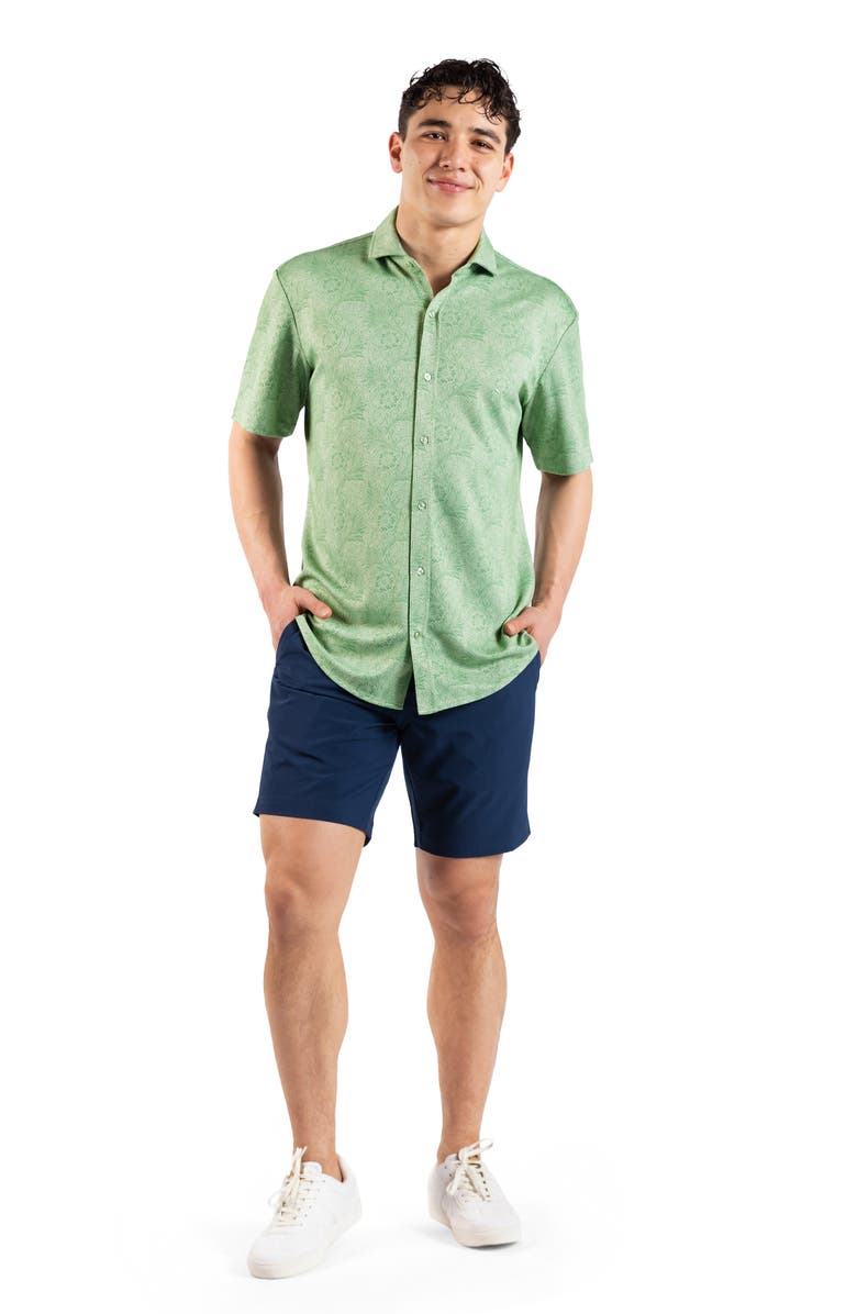 TailorByrd Tropical Short Sleeve Button-Up Shirt, Alternate, color, Moss Green