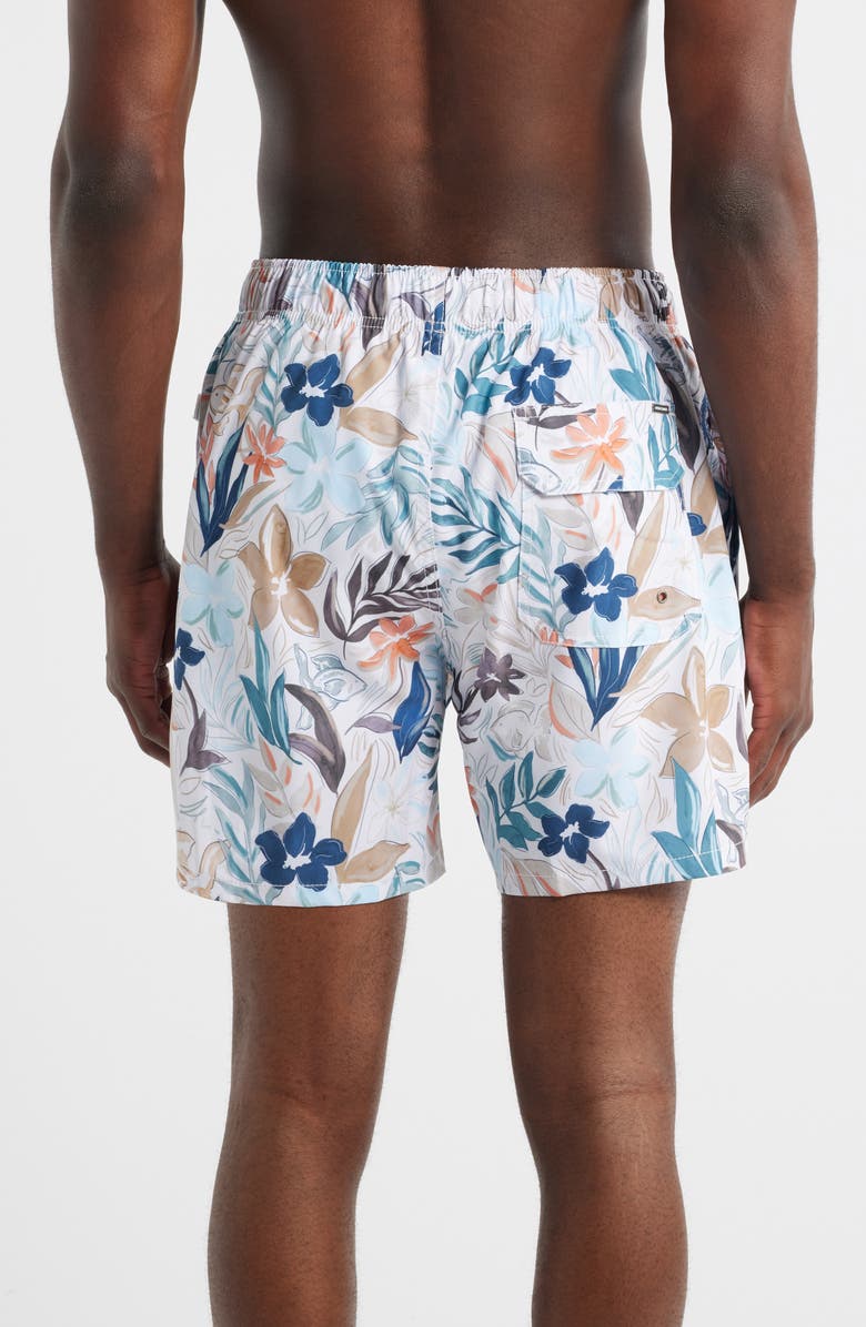 Vintage Summer Print Volley Swim Trunks, Alternate, color, White/ Tan