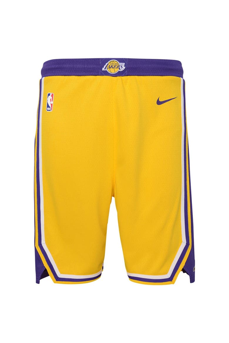 Youth Nike Gold Los Angeles Lakers Icon Edition Mesh Performance Swingman Shorts, Main, color, Gold