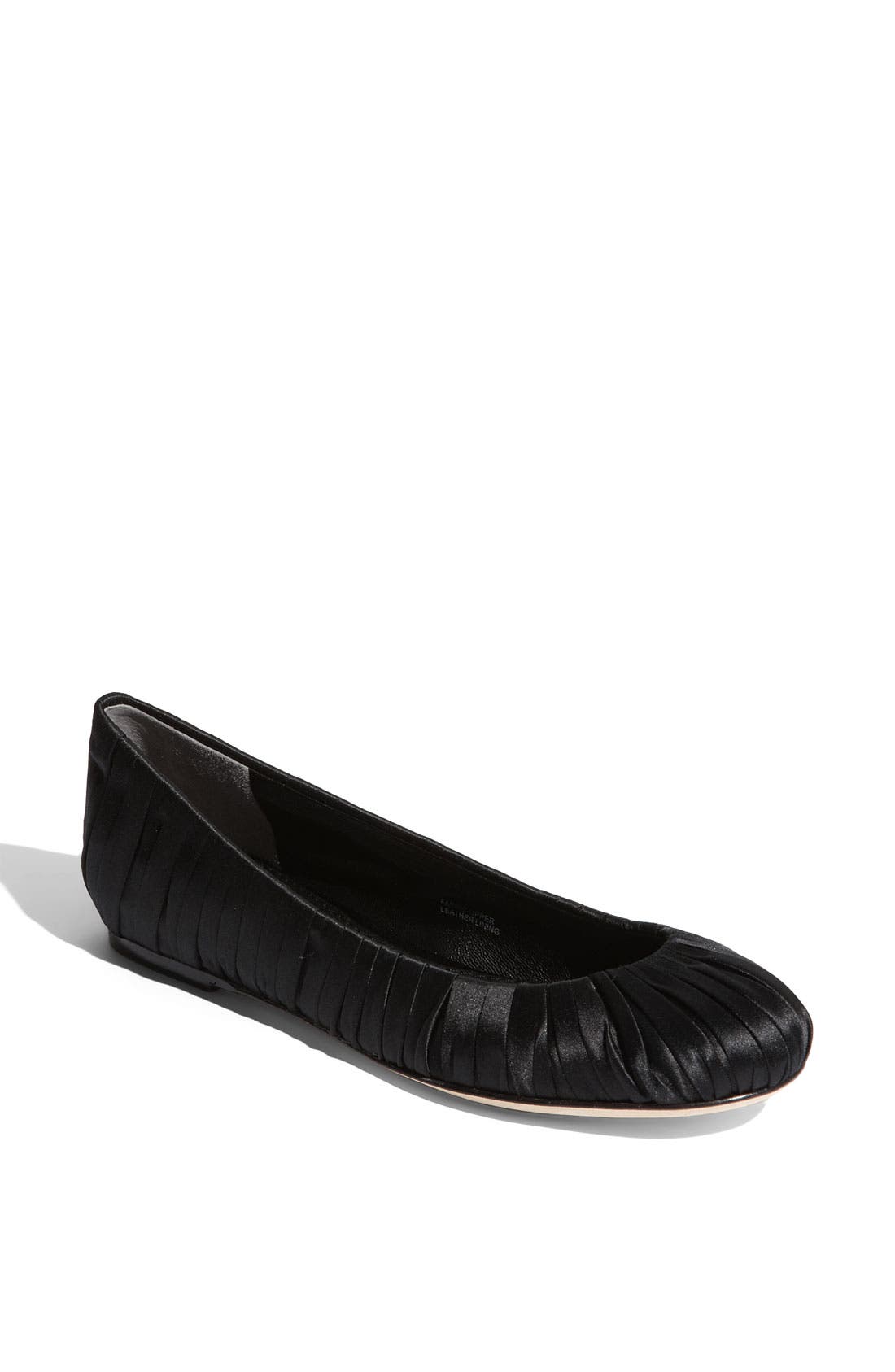 'Leona' Satin Flat, Main, color, BLACK SATIN