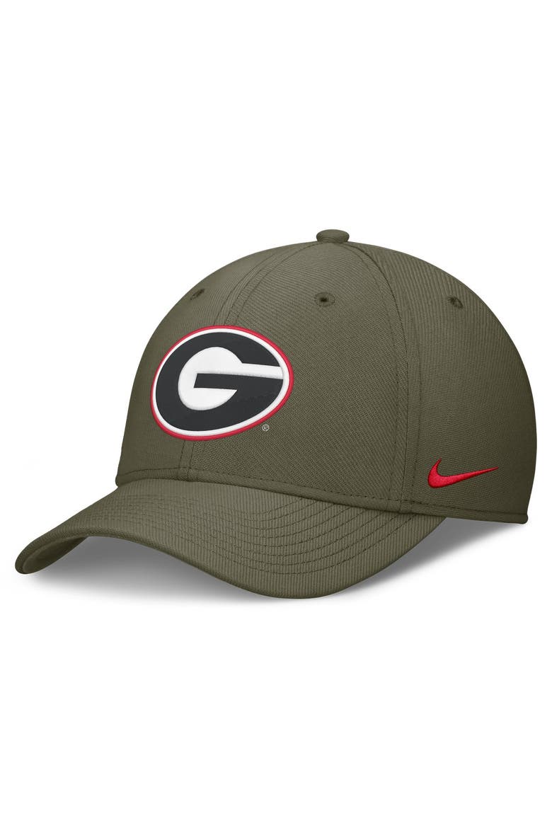 Men's Nike  Olive Georgia Bulldogs Primetime SwooshFlex Dri-FIT Hat, Main, color, Olive