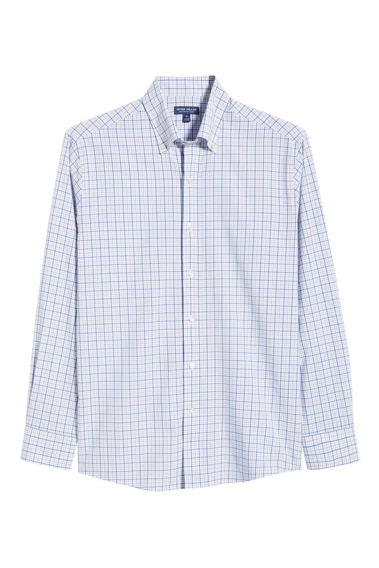 Canal Tailored Fit Check Performance Poplin Button-Down Shirt, Alternate, color, DUSK BLUE