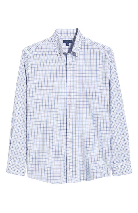 Canal Tailored Fit Check Performance Poplin Button-Down Shirt