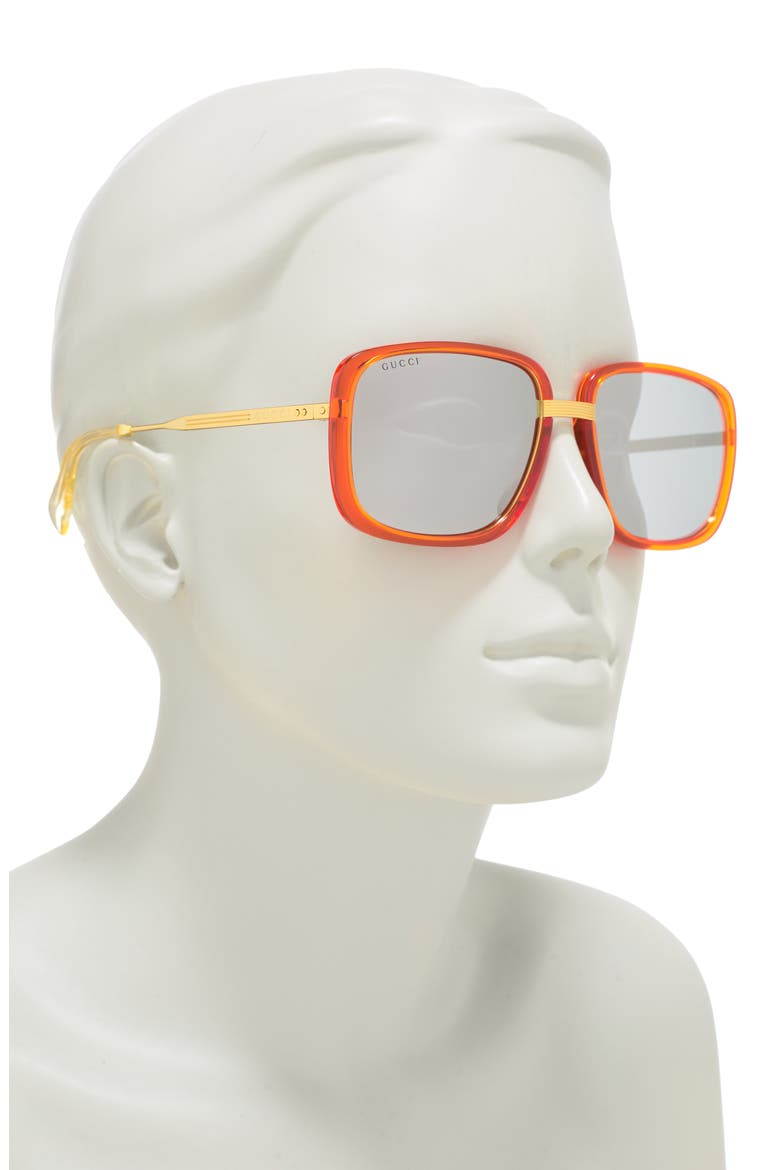 61mm Rectangle Sunglasses, Alternate, color, ORANGE