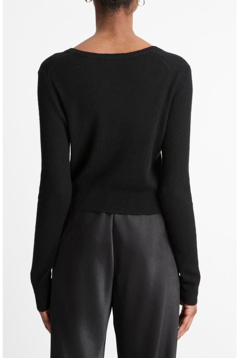 Cashmere & Silk Rib Cardigan, Alternate, color, BLACK