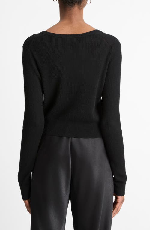 Shop Vince Cashmere & Silk Rib Cardigan In Black
