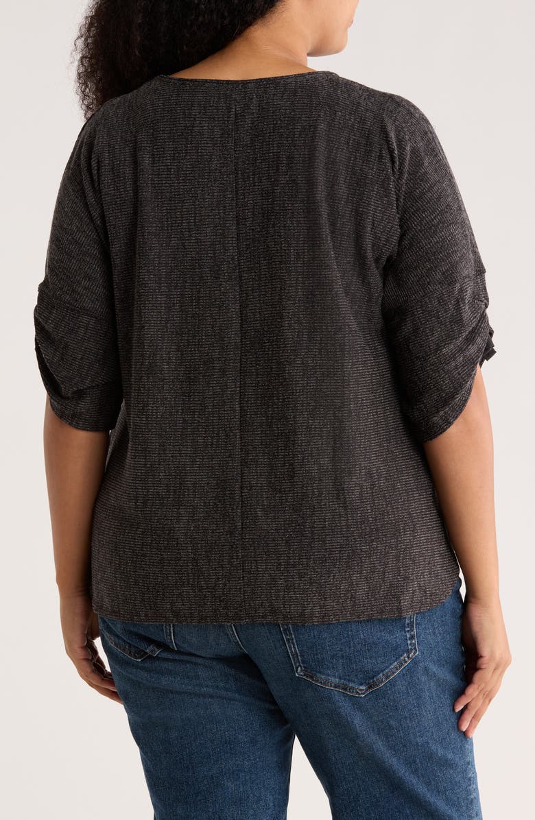 MAX STUDIO Cinched Sleeve Top, Alternate, color, Char/ Black