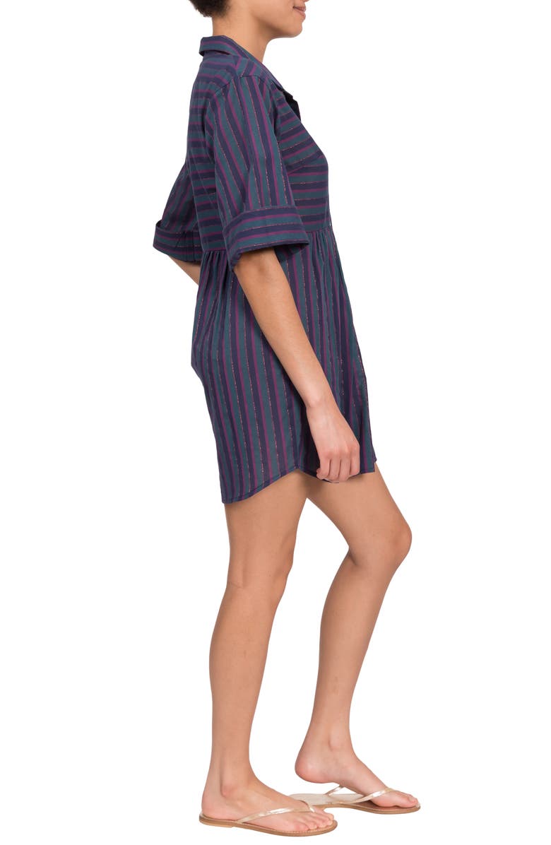 Everyday Ritual Georgina Stripe Cover-Up Minidress, Alternate, color, Peacock Stripe