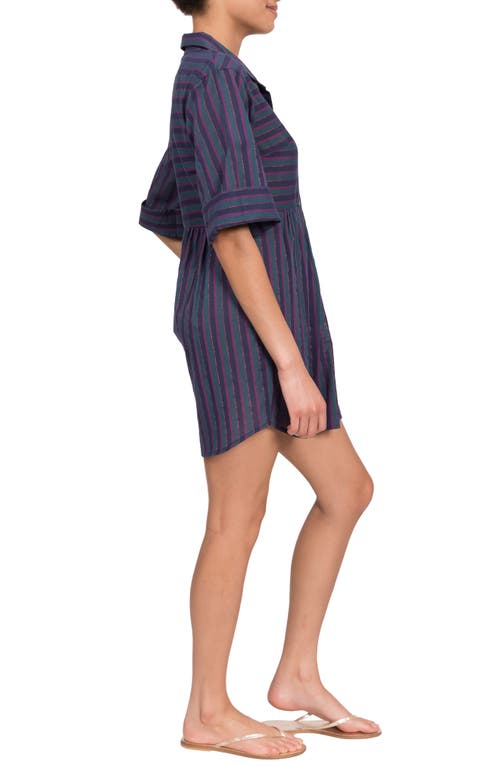 Everyday Ritual Georgina Stripe Cover-up Minidress In Peacock Stripe