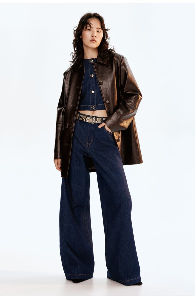 H&M Wide High Jeans, Alternate, color, Dark Denim Blue