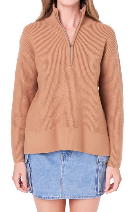Half Zip Rib Sweater