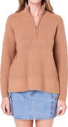 English Factory Half Zip Rib Sweater