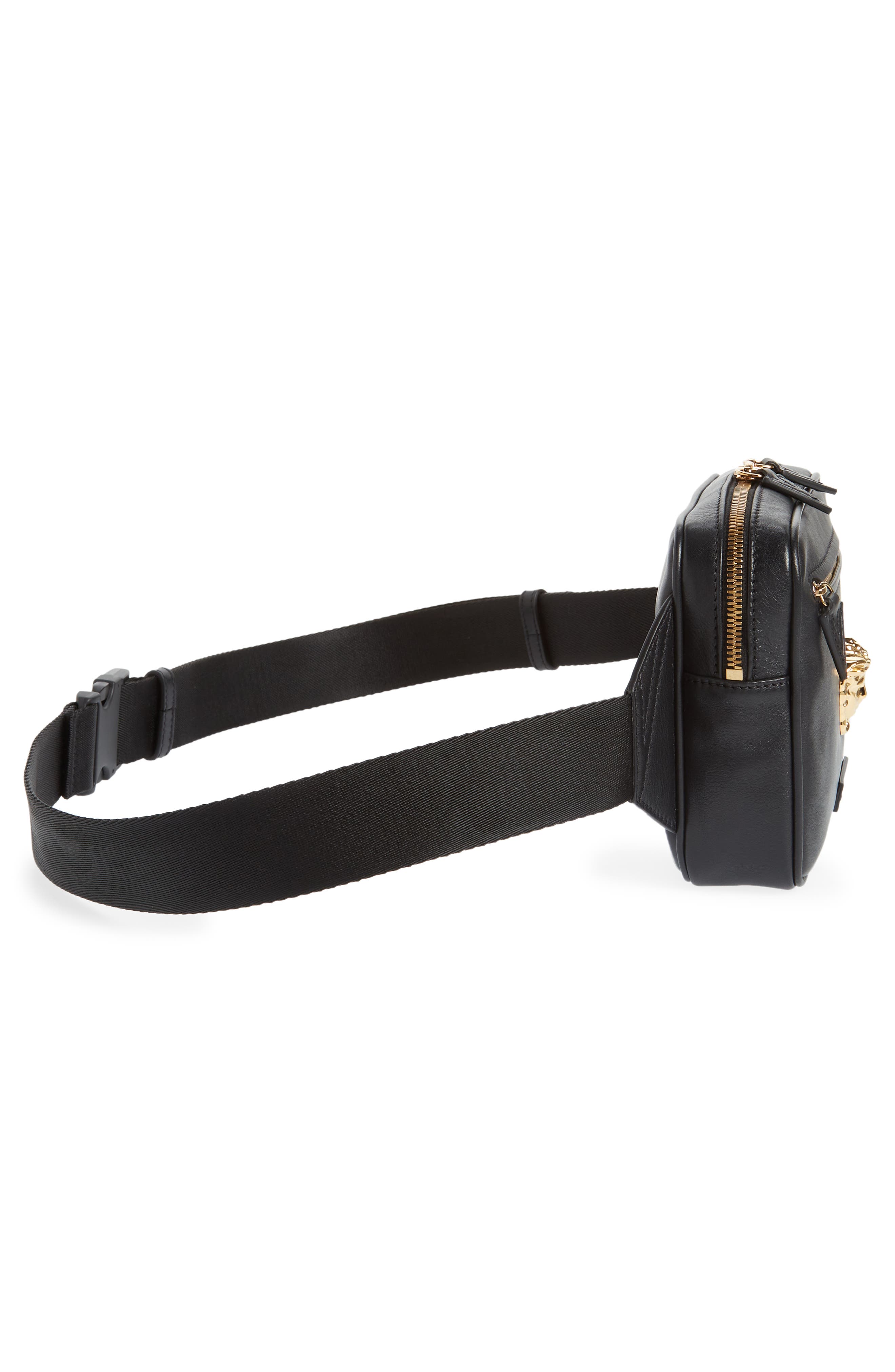 Versace La Medusa Leather Belt Bag, Alternate, color, 