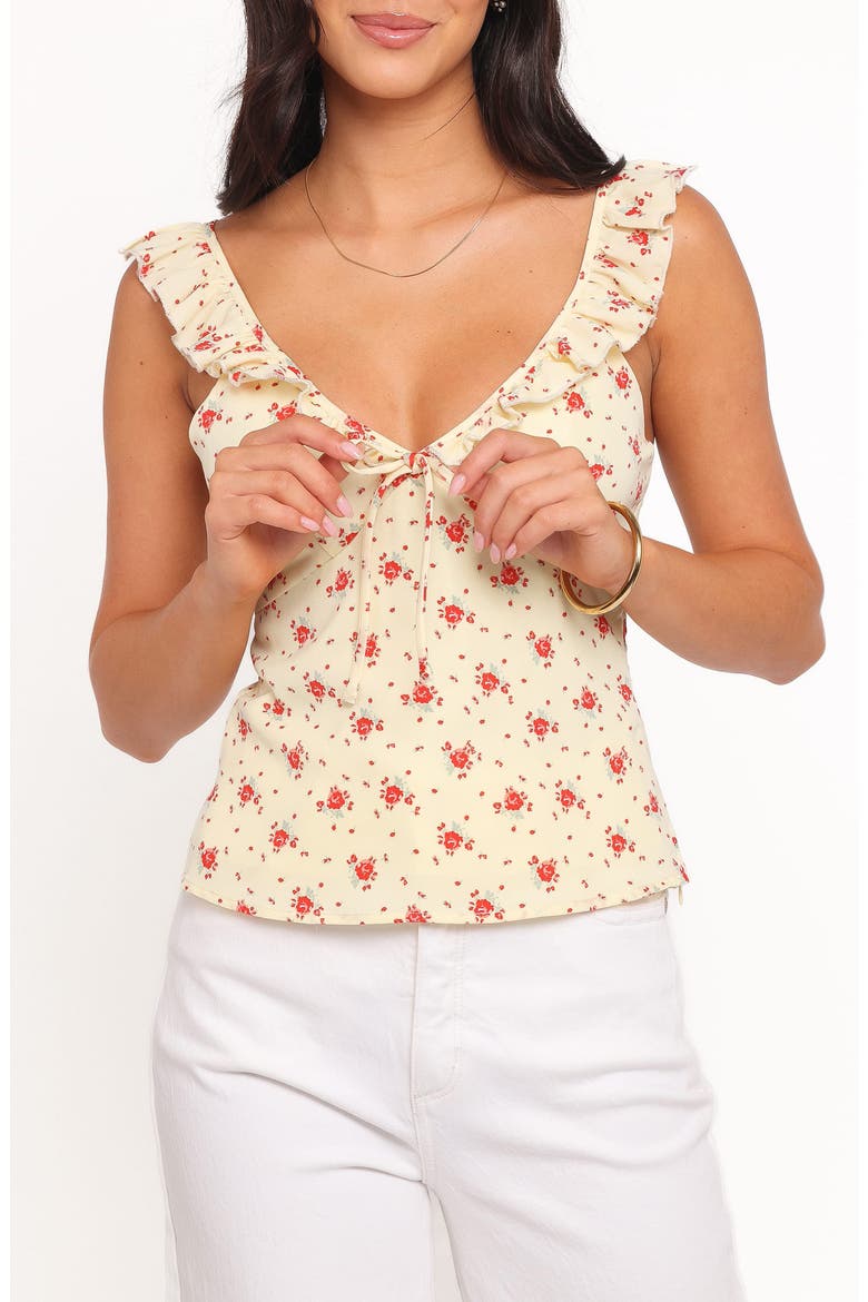 Roni Floral Ruffle Trim Tank, Main, color, YELLOW FLORAL
