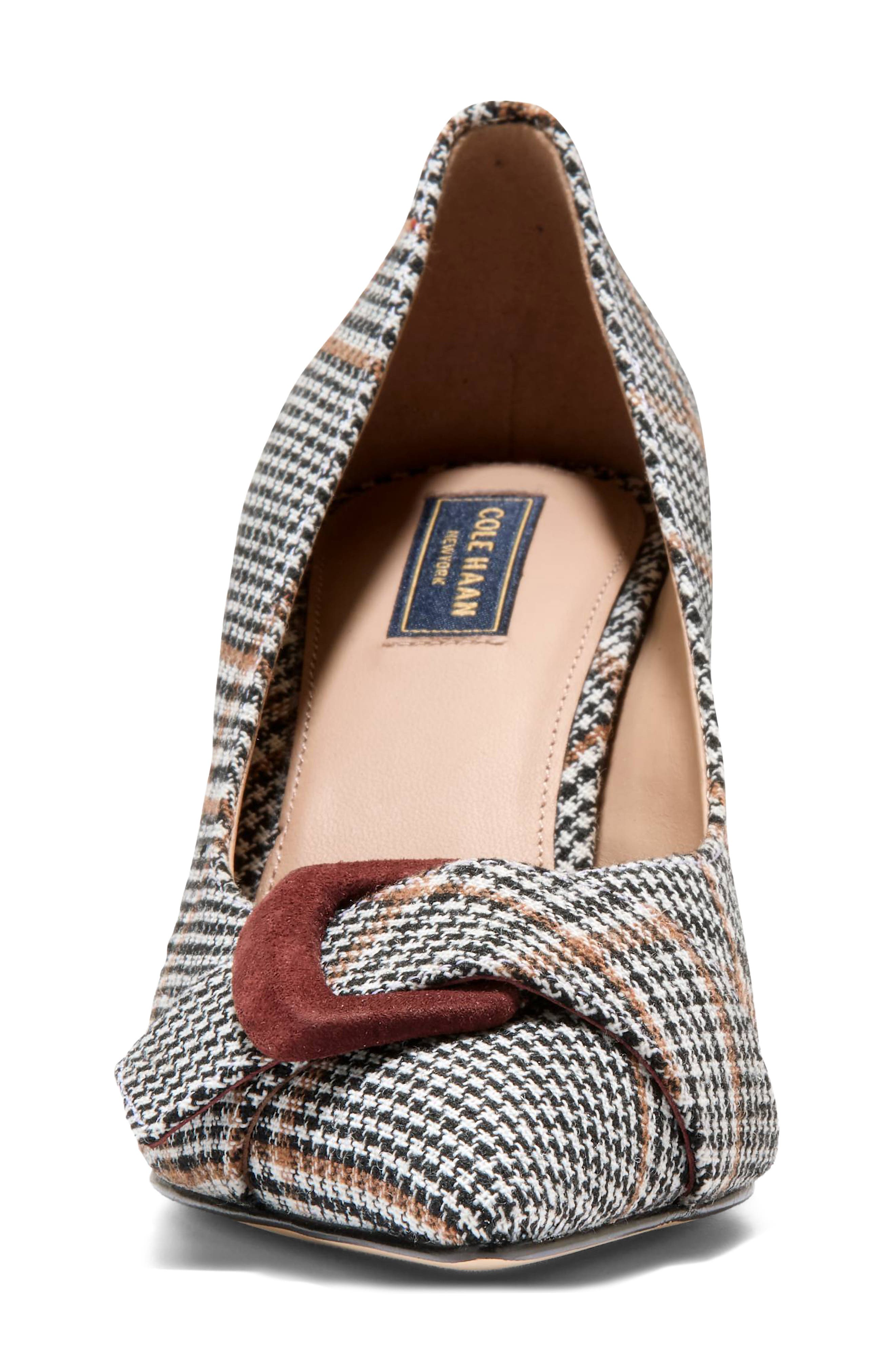 Fidela Pointed Toe Pump, Alternate, color, NEUTRAL PLAID TEXTILE/ HICKORY