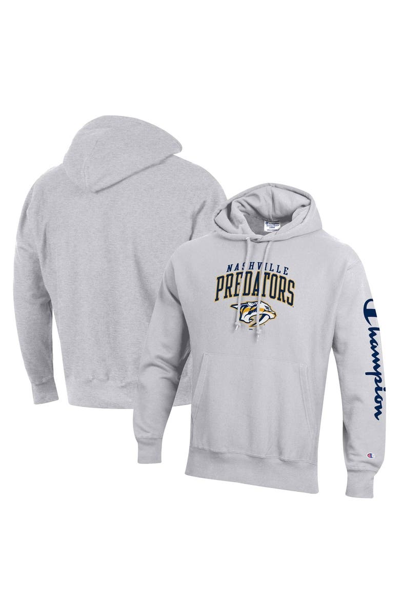 Champion Men's Champion Heather Gray Nashville Predators Reverse Weave Pullover Hoodie, Main, color, 