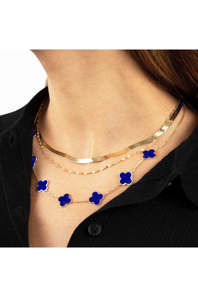 Large Lapis Clover Necklace, Alternate, color, Lapis