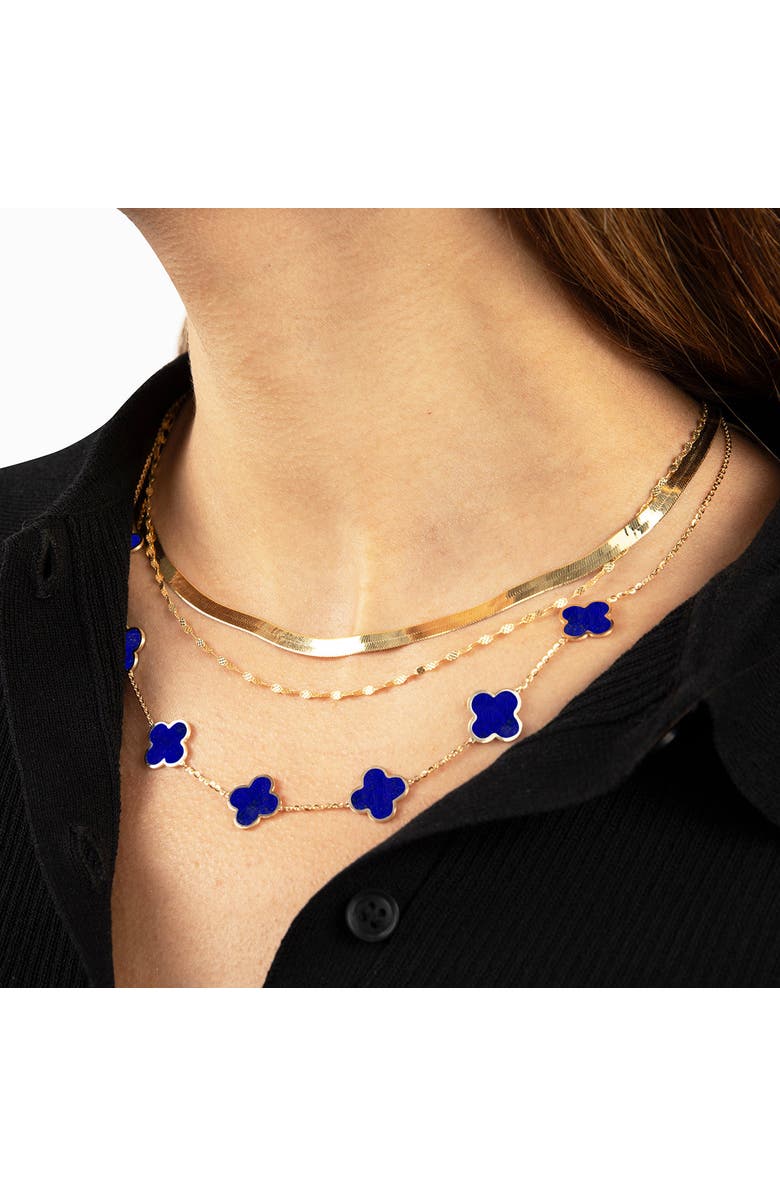 The Lovery Fine Jewelry Large Lapis Clover Necklace, Alternate, color, Lapis