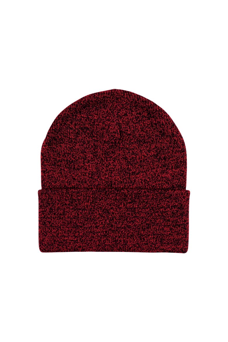 Knitted Fold-Over Beanies, Alternate, color, Heather Red Black
