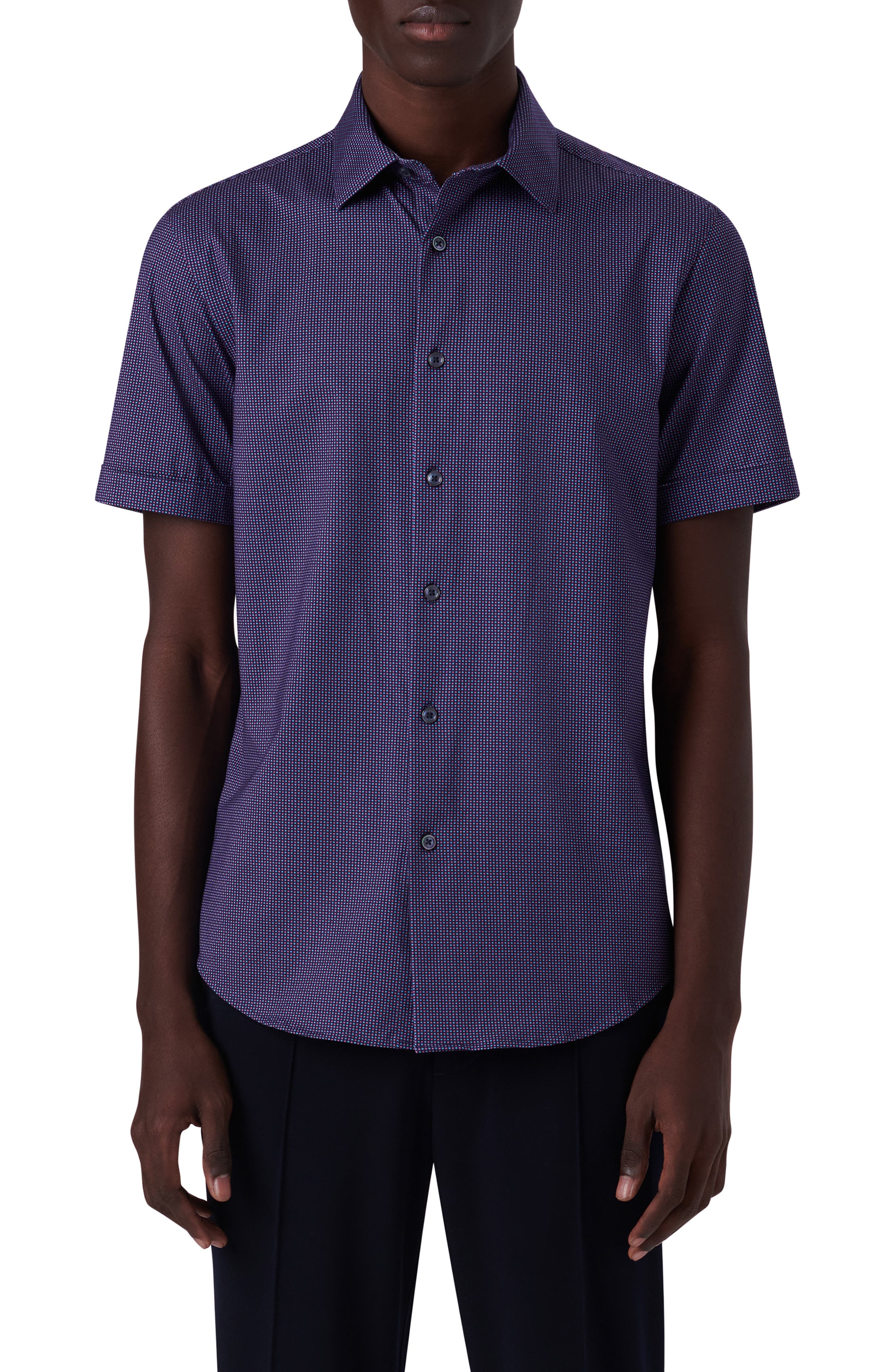 Bugatchi Miles OoohCotton® Confetti Print Short Sleeve Button-Up Shirt