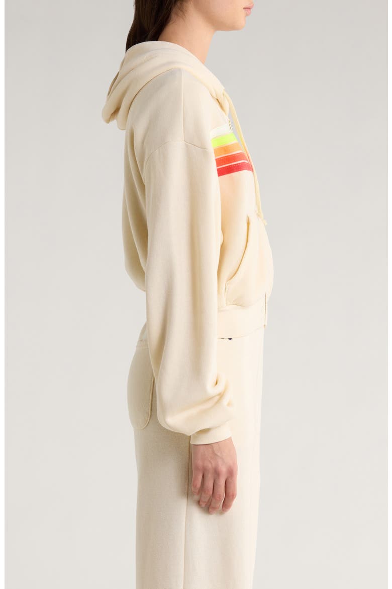 5-Stripe Zip Hoodie, Alternate, color, VINTAGE WHITE/ WHITE NEON