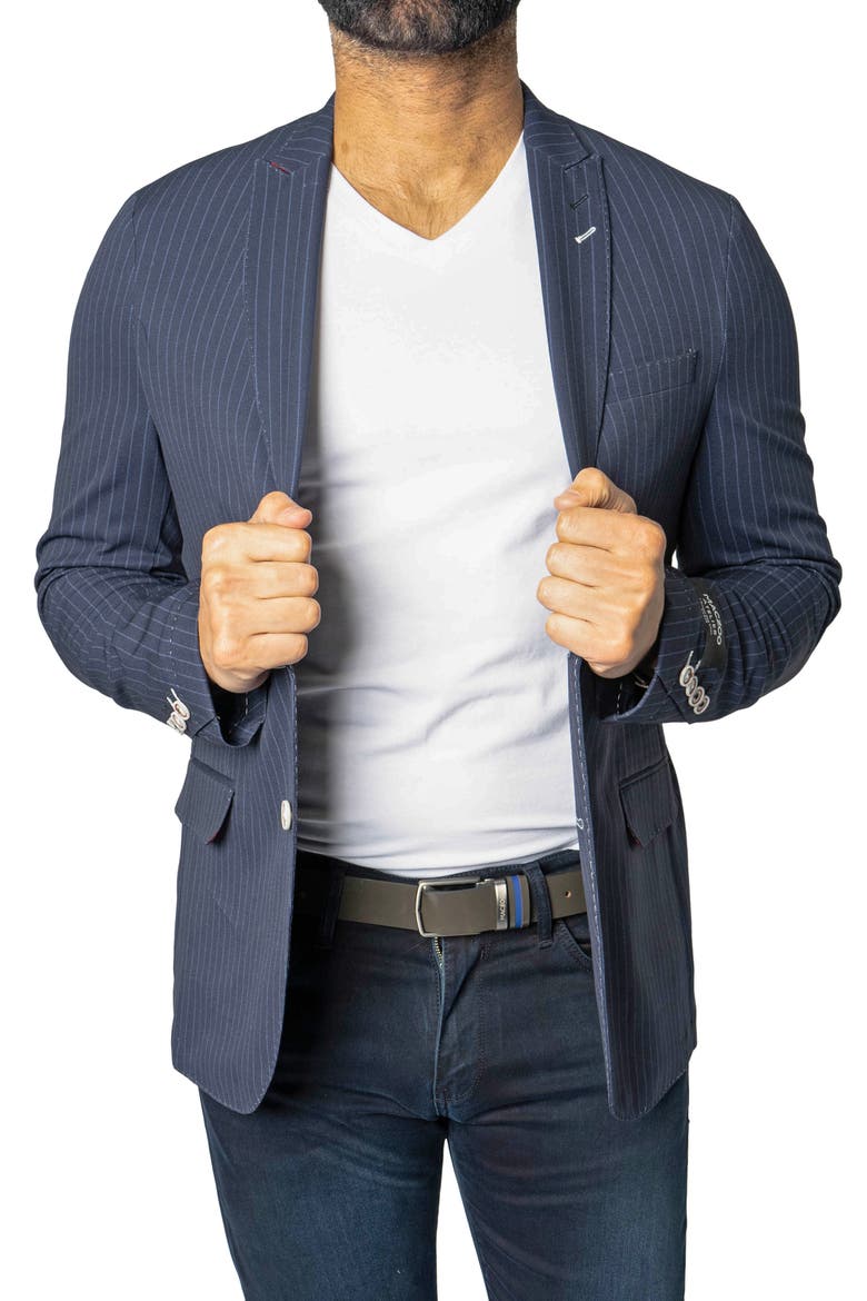 Descartes Unconstructed Pinstripe Capone Blue Blazer, Alternate, color, BLUE