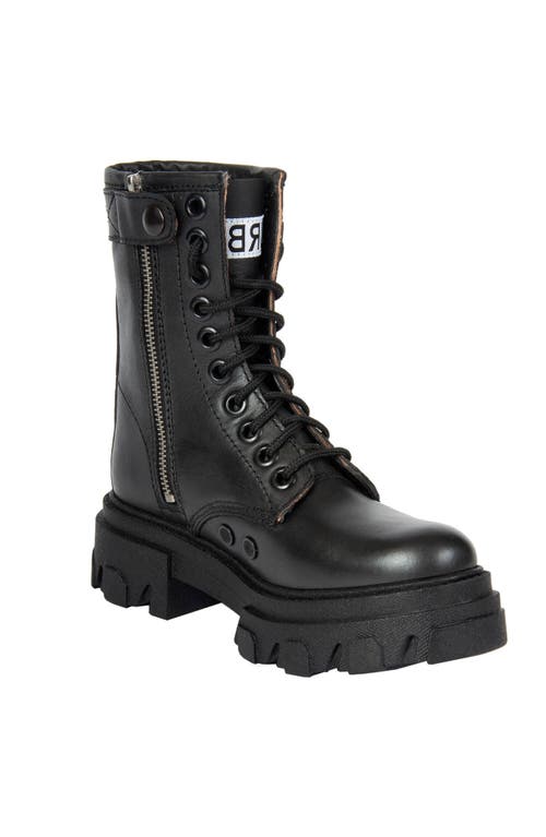 Urbnkicks Black Leather Combat Boots By In Black
