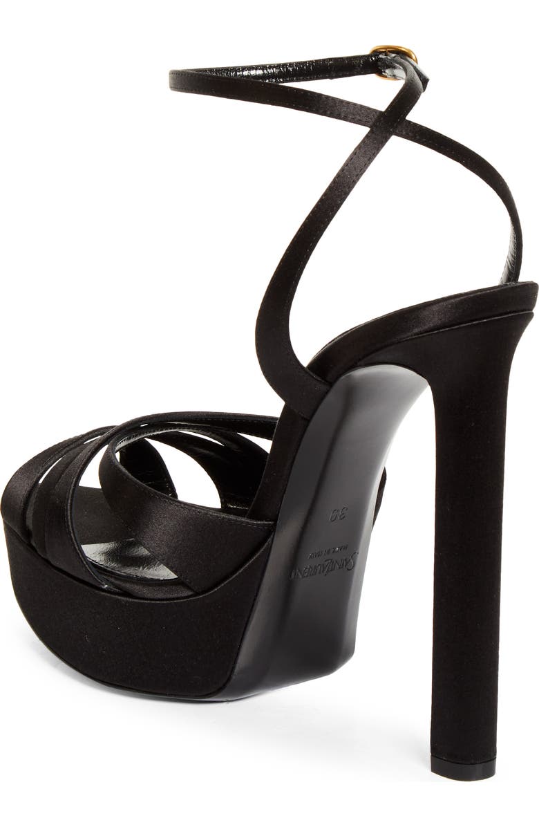 Saint Laurent Chandelle Ankle Strap Platform Sandal, Alternate, color, Black