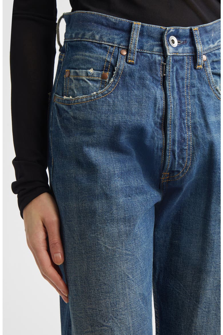 Distressed Raw Hem Straight Leg Jeans, Alternate, color, BLUE WASH