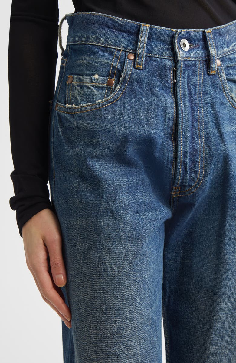 Maison Margiela Distressed Raw Hem Straight Leg Jeans, Alternate, color, Blue Wash