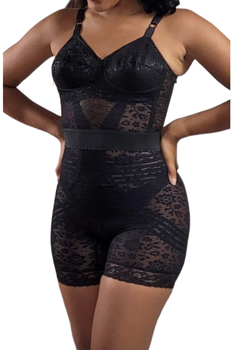 Extra Firm No Roll High Waist Lace Thigh Slimmer, Alternate, color, Black