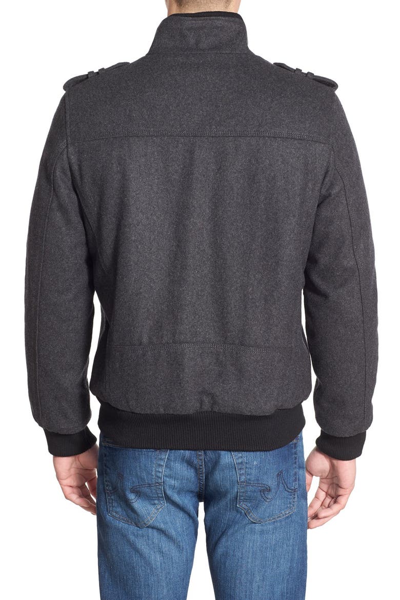 Wool Blend Bomber Jacket, Alternate, color, CHARCOAL