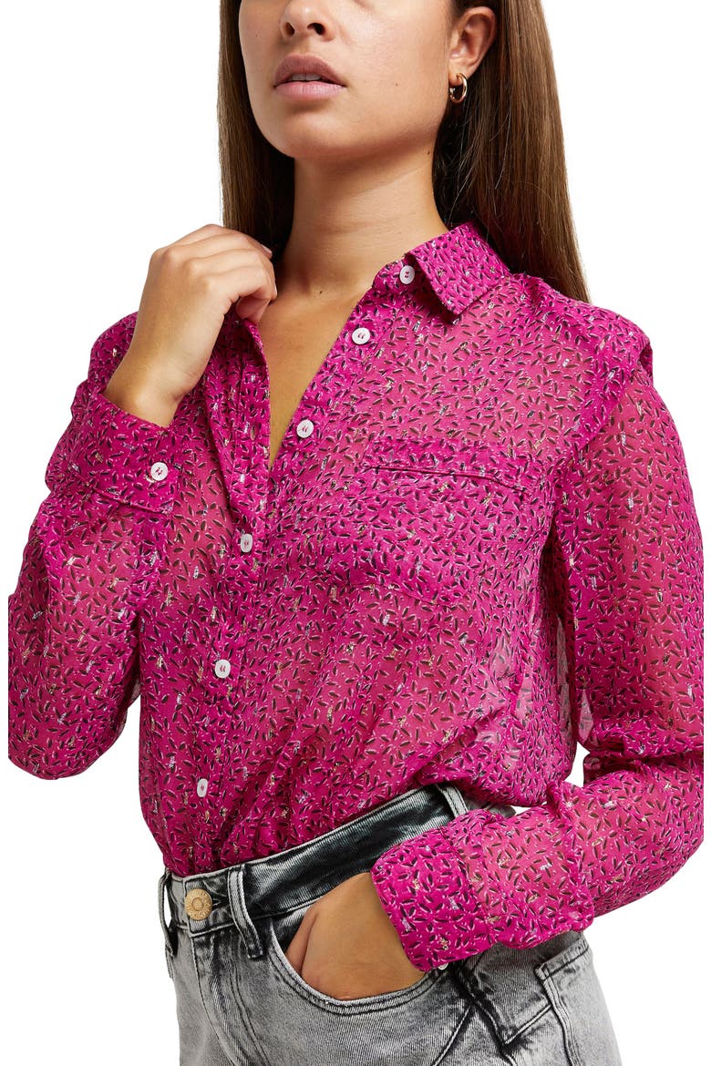 Print Woven Shirt, Alternate, color, BRIGHT PINK